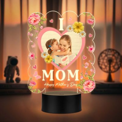 Personalized I Love Mom UV Print Photo LED Night Lamp Mothers Day Gift Light